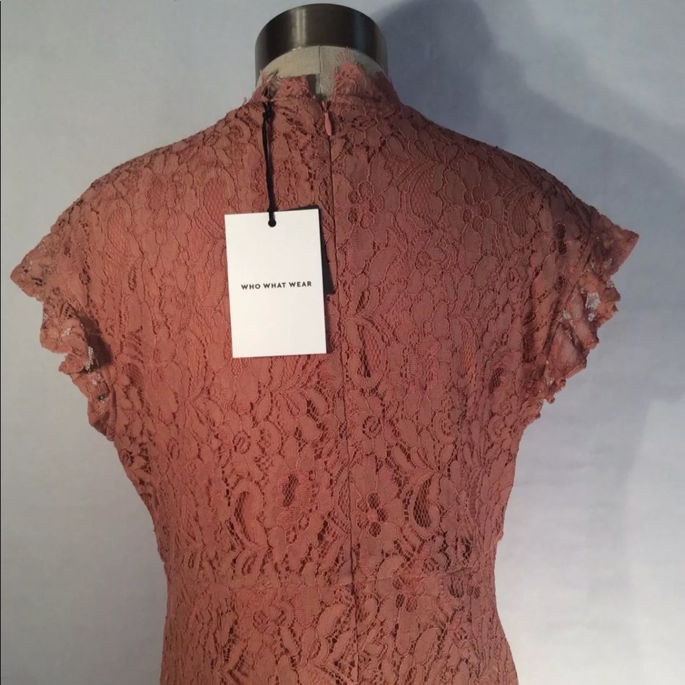 Who What Wear Sz M pink lace flutter sleeve dress - Picture 6 of 8